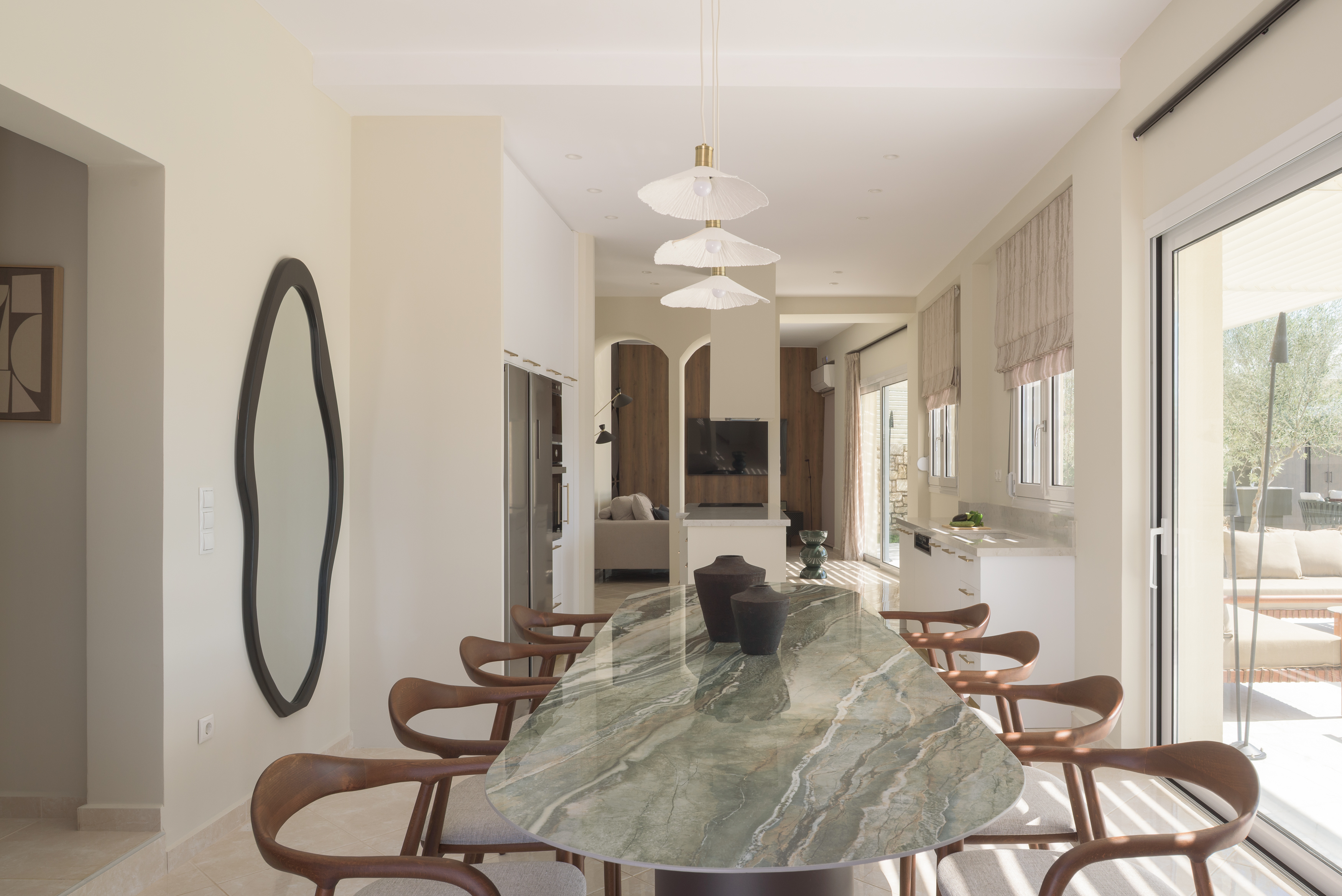 The indoor dining area offers a perfect blend of luxury and coziness for memorable meals.