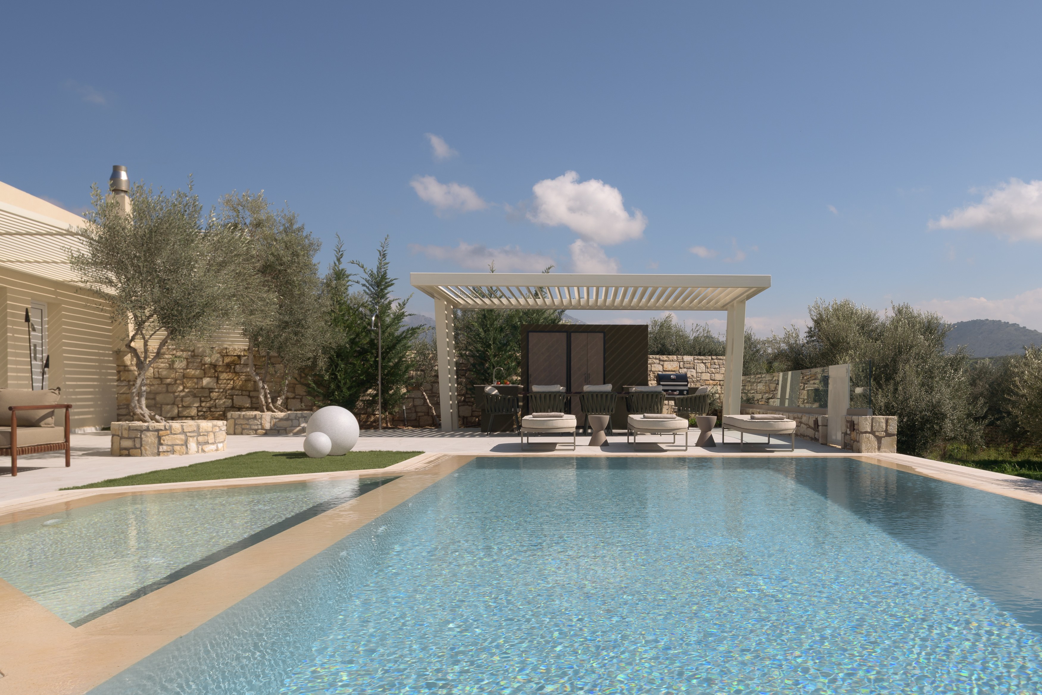 Tranquility unfolds at the 500m² outdoor area.